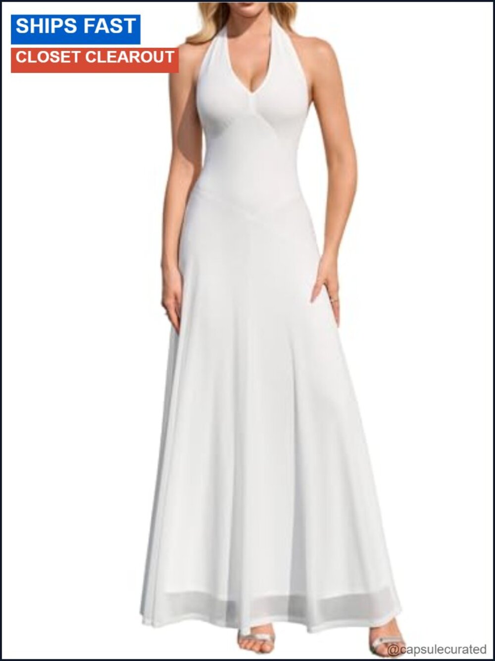 Halter V-Neck Backless Bodycon Ruched Maxi Formal Dress